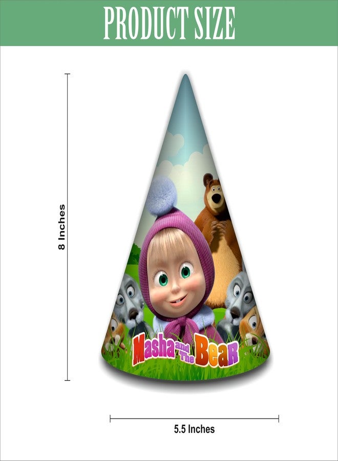Party Baazaar Masha Birthday Party Caps for Kids | Cartoon Theme Cone Hats for Girls & Boys | Masha Birthday Decorations (Pack of 10) - Image 4